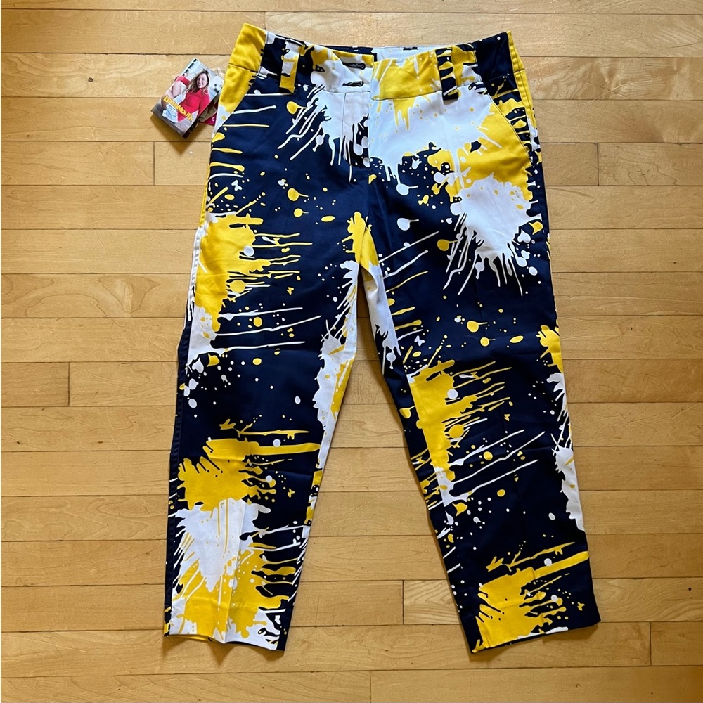 LOUDMOUTH GOLF Blue & Gold Ankle Crop Pants - Womens 2 NWT